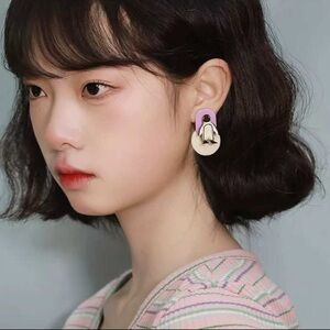 Playful Pink and Cream Drop Earrings for Women